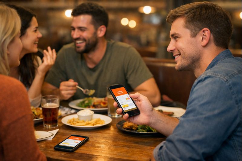 Diners using phones